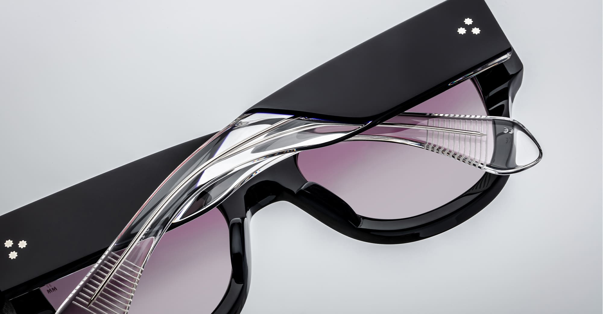 Ottica Mondello Roma - Jacques Marie Mage - JMMEH-8F - CHELSEA - SKYE - Acetate - shape Round - Black - EYEWEAR - SUNGLASSES - Donna,Women - lens purple gradient - Made In Japan