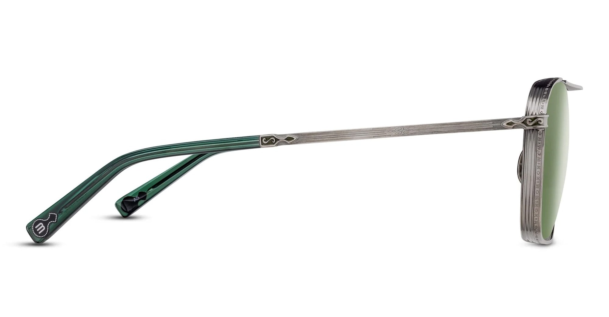  SAGE GREEN - Titanium - shape Navigator - Silver - EYEWEAR - SUNGLASSES - Unisex,Uomo,Donna,Women,Men - lens Green - Made In Japan