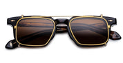 Ottica Mondello Roma - Jacques Marie Mage - JMMMSCP-40 - MOSCOVA CLIP ON - GOLD - Titanium - shape Rectangular - Gold - EYEWEAR - SUNGLASSES - Unisex,Uomo,Donna,Women,Men - lens Brown - Made In Japan