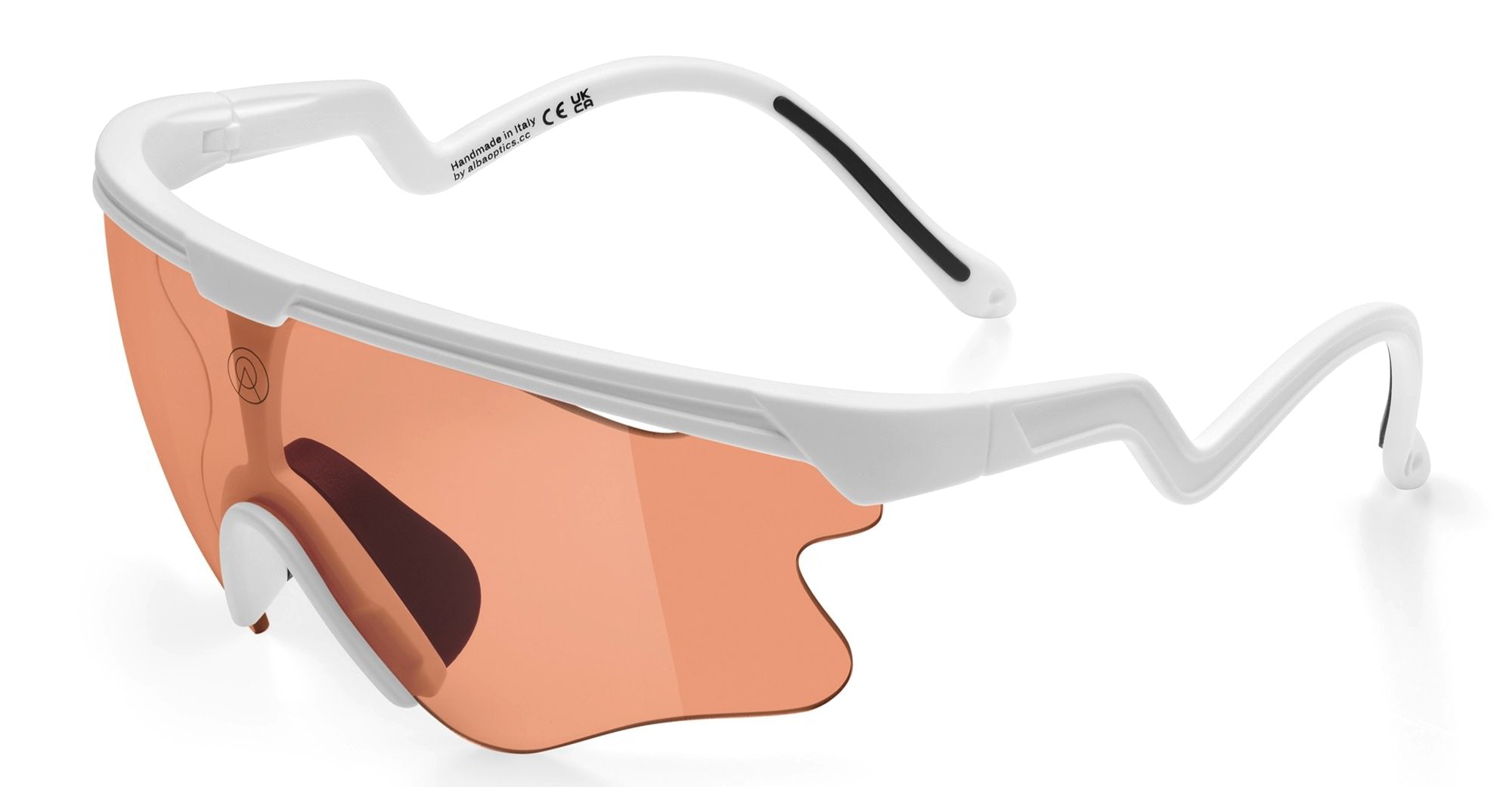 Ottica Mondello Roma - Alba Optics - 8050054518633 - DELTA LEI - WHITE / VZUM SALMON - Tr90 - shape Mask - White - EYEWEAR - SUNGLASSES - Unisex,Uomo,Donna,Women,Men - lens Pink - Made In Italy