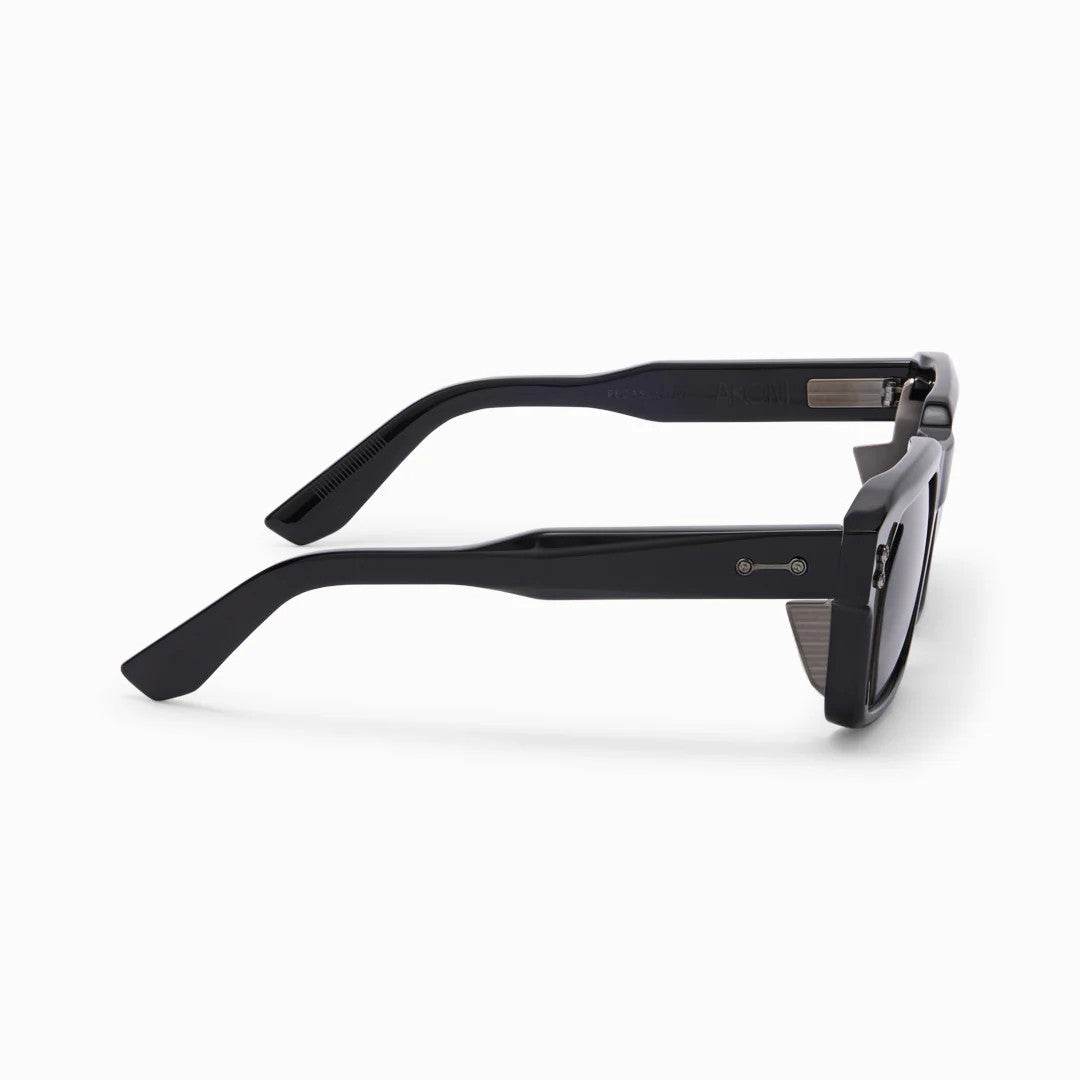 Ottica Mondello Roma - Akoni - AKS-535A-54 - PEGASUS-TWO - BLACK - Acetate, titanium - shape Squared - Black - EYEWEAR - SUNGLASSES - Unisex,Uomo,Donna,Women,Men - lens Grey - Made In Japan