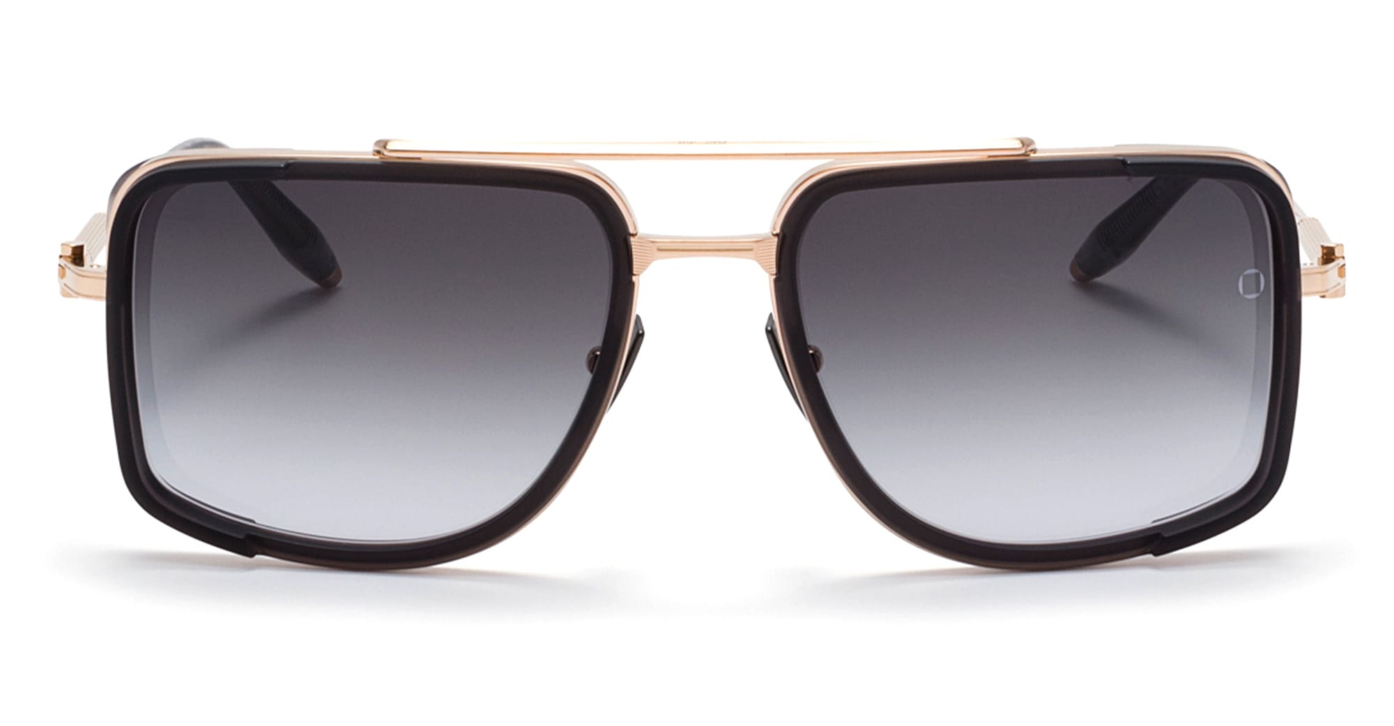 Ottica Mondello Roma - Akoni - AKS-500A-59 - STARGAZER - BRUSHED WHITE GOLD / CRYSTAL GREY - Acetate, titanium - shape Rectangular - gold, grey - EYEWEAR - SUNGLASSES - Uomo,Men - lens Gradient grey - Made In Japan