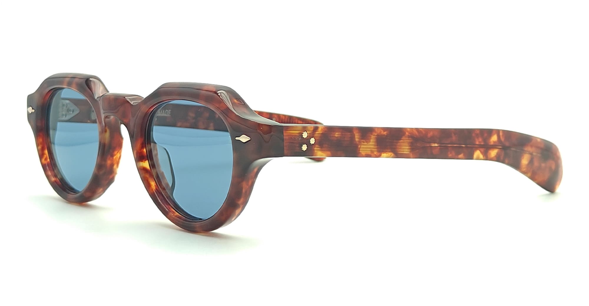 Ottica Mondello Roma - Jacques Marie Mage - JMMKM-7U - KELLERMAN - BRECCIA - Acetate - shape Panto - Havana - EYEWEAR - SUNGLASSES - Unisex,Uomo,Donna,Women,Men - lens Blue - Made In Japan