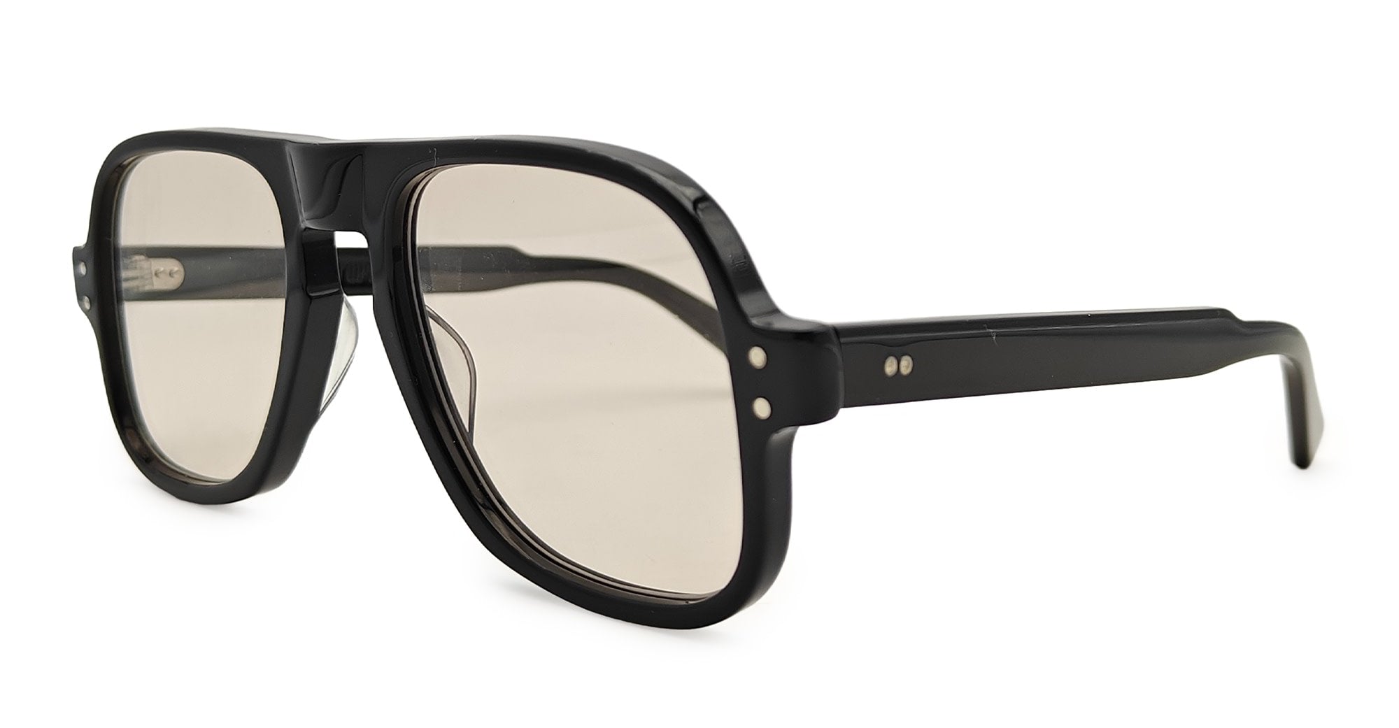 Ottica Mondello Roma - Julius Tart - JTPL-020A-2B-BR-66 - DART - BLACK / LIGHT BROWN LENS - Acetate - shape Navigator - Black - EYEWEAR - SUNGLASSES - Unisex,Uomo,Donna,Women,Men - lens Brown - Made In Japan