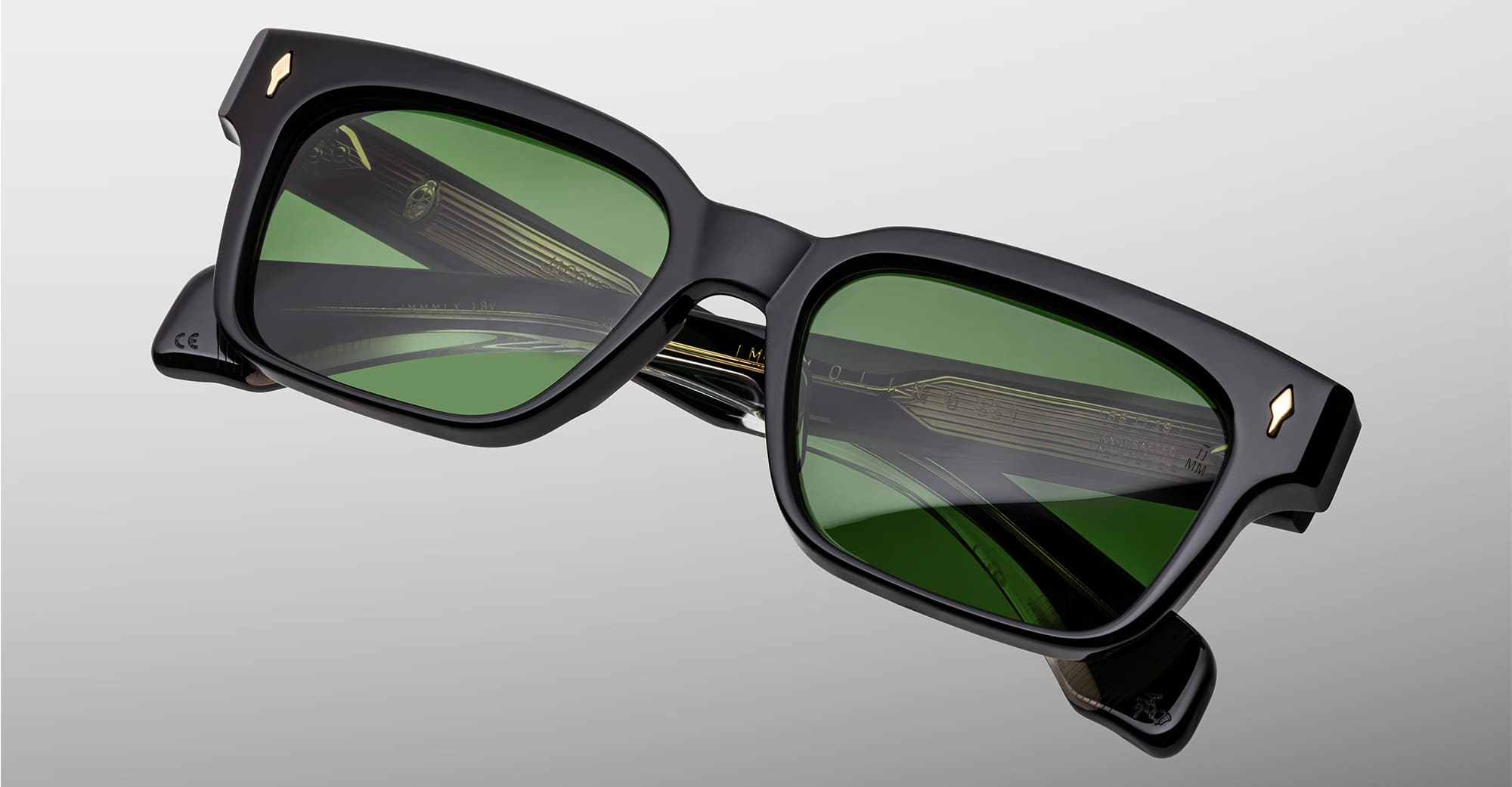 Ottica Mondello Roma - Jacques Marie Mage - JMMMLX-18V - MOLINO 55 - VENOM - Acetate - shape Rectangular - Black - EYEWEAR - SUNGLASSES - Unisex,Uomo,Donna,Women,Men - lens Green - Made In Japan