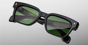 Ottica Mondello Roma - Jacques Marie Mage - JMMMLX-18V - MOLINO 55 - VENOM - Acetate - shape Rectangular - Black - EYEWEAR - SUNGLASSES - Unisex,Uomo,Donna,Women,Men - lens Green - Made In Japan