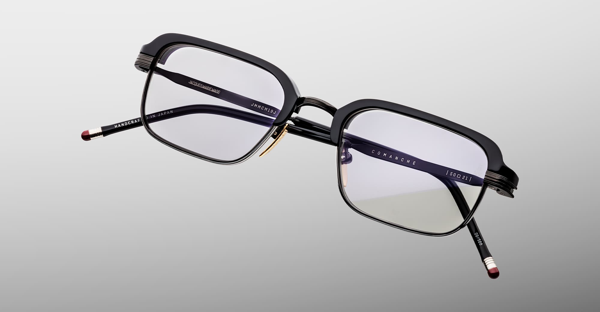 Ottica Mondello Roma - Jacques Marie Mage - JMMCMRX-19J - COMANCHE - CORBEAU RX - Titanium - shape Rectangular - Black - EYEWEAR - EYEGLASSES - Unisex,Uomo,Donna,Women,Men - lens Grey - Made In Japan