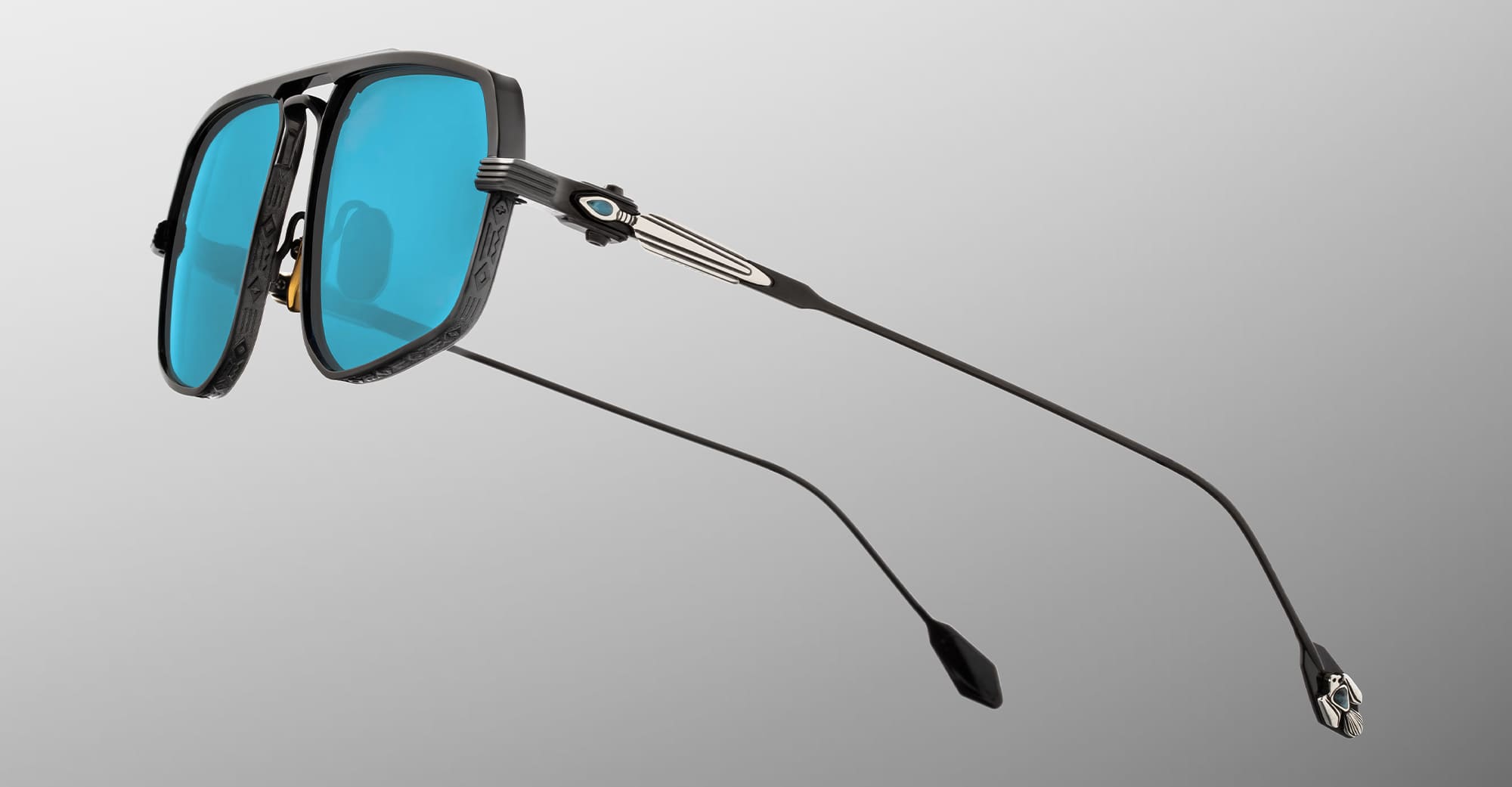 Ottica Mondello Roma - Jacques Marie Mage - JMMKL-88 - LAST FRONTIER VII - KALISPELL - BLACK - Titanium - shape Navigator - Black - EYEWEAR - SUNGLASSES - Unisex,Uomo,Donna,Women,Men - lens Blue - Made In Japan