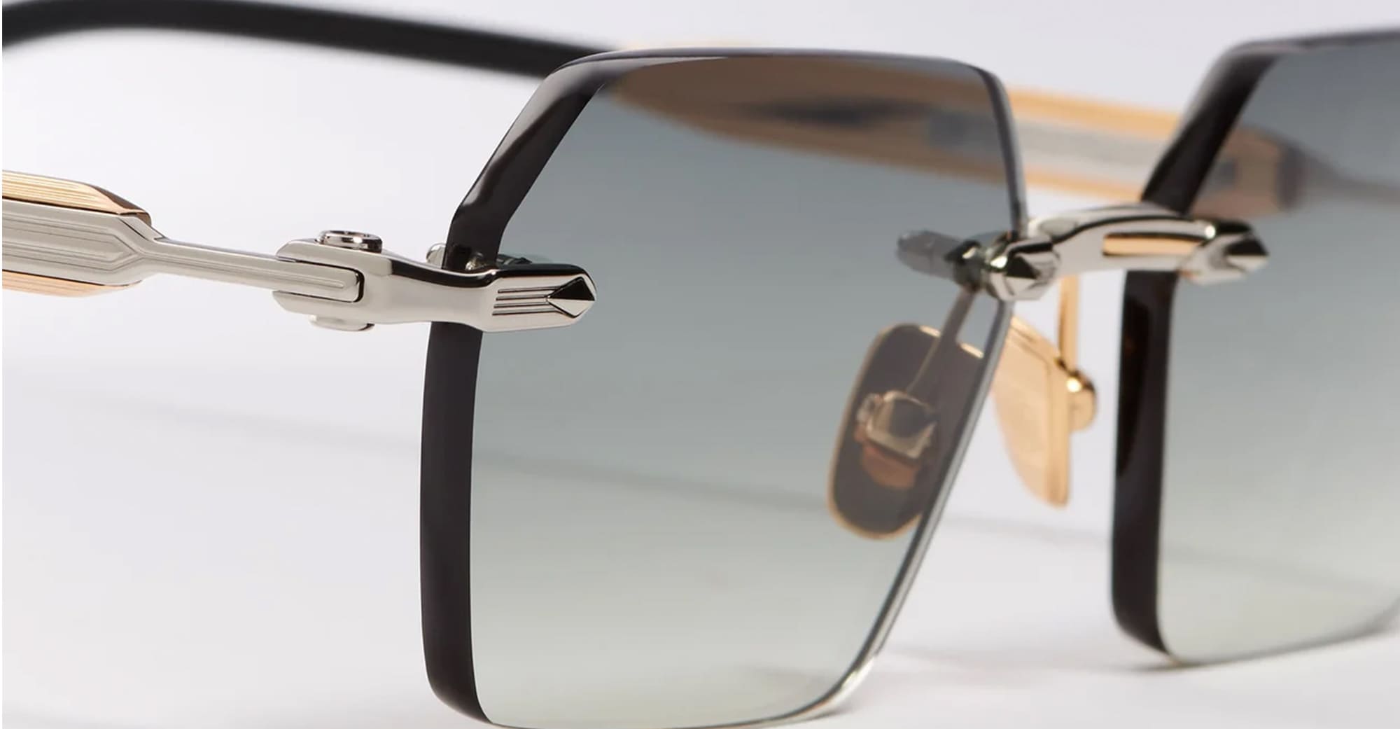 Ottica Mondello Roma - John Dalia - R03-C409 - R03 - C409 Platine Plated / Yellow Gold 18k - stainless steel - shape Rectangular - Gold - EYEWEAR - SUNGLASSES - Unisex,Uomo,Donna,Women,Men - lens Gradient green - Made In France