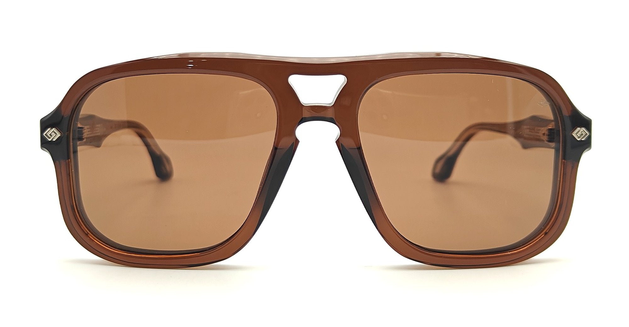 Ottica Mondello Roma - Daizo - A-AVS001e-TB1-BG01 - CLAUS - Translucent brown / polished titanium - Acetate - shape Aviator - brown - EYEWEAR - SUNGLASSES - Unisex,Uomo,Donna,Women,Men - lens Gradient brown - Made In Japan