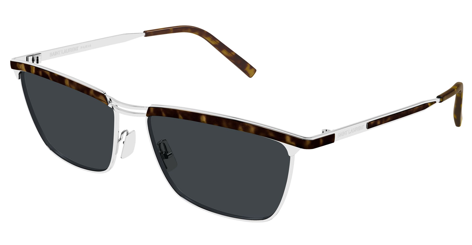 Ottica Mondello Roma - Saint Laurent - SL 795 JOE-002 - SL 795 JOE-002 - SILVER / HAVANA - Acetate - shape Rectangular - dark Havana, silver - EYEWEAR - SUNGLASSES - Unisex,Uomo,Donna,Women,Men - lens Grey - Made In Italy