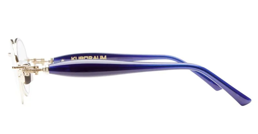 Ottica Mondello Roma - Kuboraum - KROJ74LG000000OP - MASK J74 LG - LIGHT GOLD / DARK BLUE RX - Metal - shape Round - Gold - EYEWEAR - EYEGLASSES - Unisex,Uomo,Donna,Women,Men - lens Clear - Made In Italy