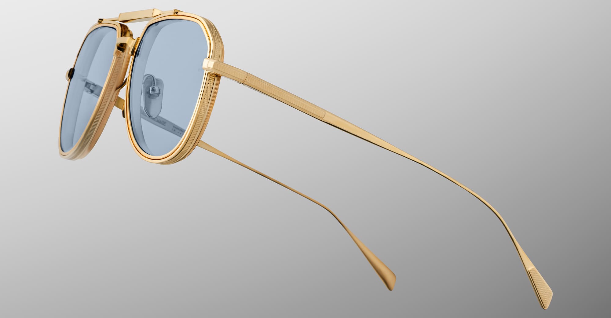 Ottica Mondello Roma - Jacques Marie Mage - JMMMD-19H - COMMANDER - CIEL - Titanium - shape Aviator - Gold - EYEWEAR - SUNGLASSES - Unisex,Uomo,Donna,Women,Men - lens Blue - Made In Japan