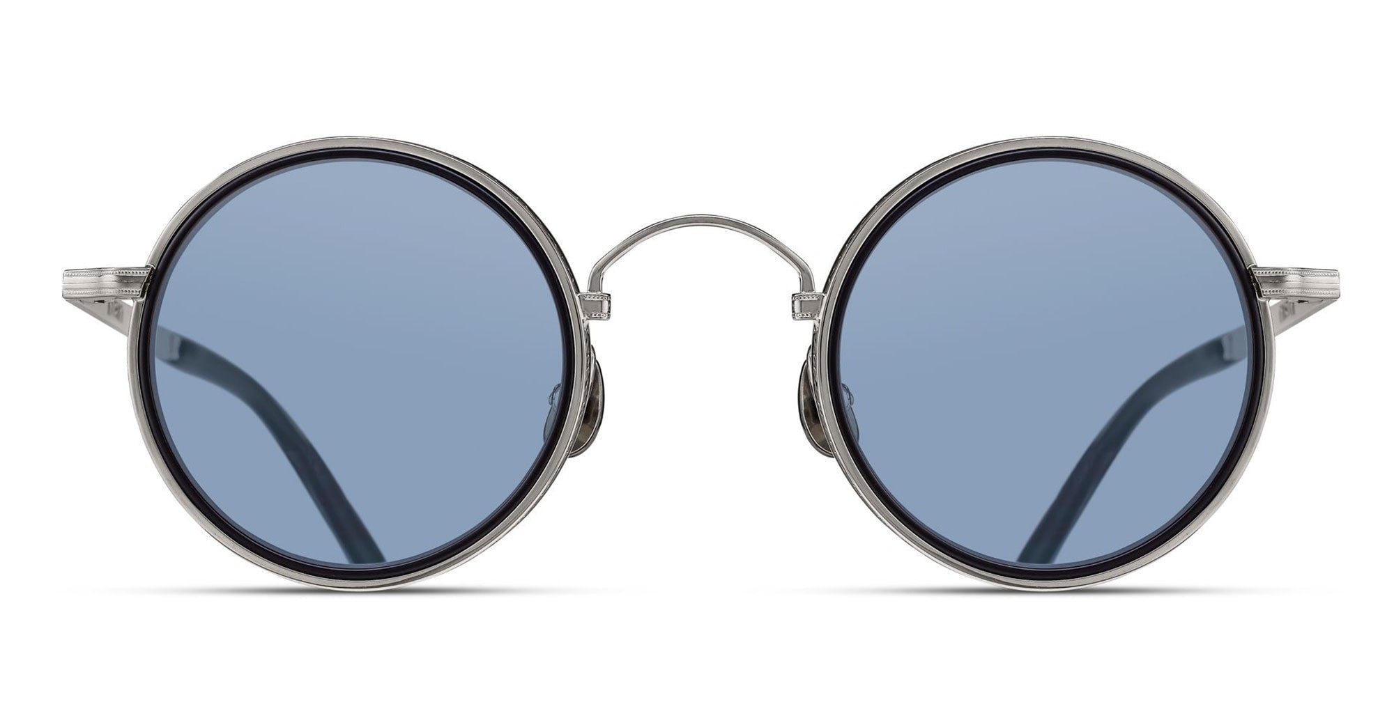 Ottica Mondello Roma - Matsuda - M3100-I.SG.AS-NVY.45 - M3100-I - ANTIQUE SILVER / NAVY - Titanium - shape Round - Silver, blue - EYEWEAR - SUNGLASSES - Unisex,Uomo,Donna,Women,Men - lens Blue - Made In Japan