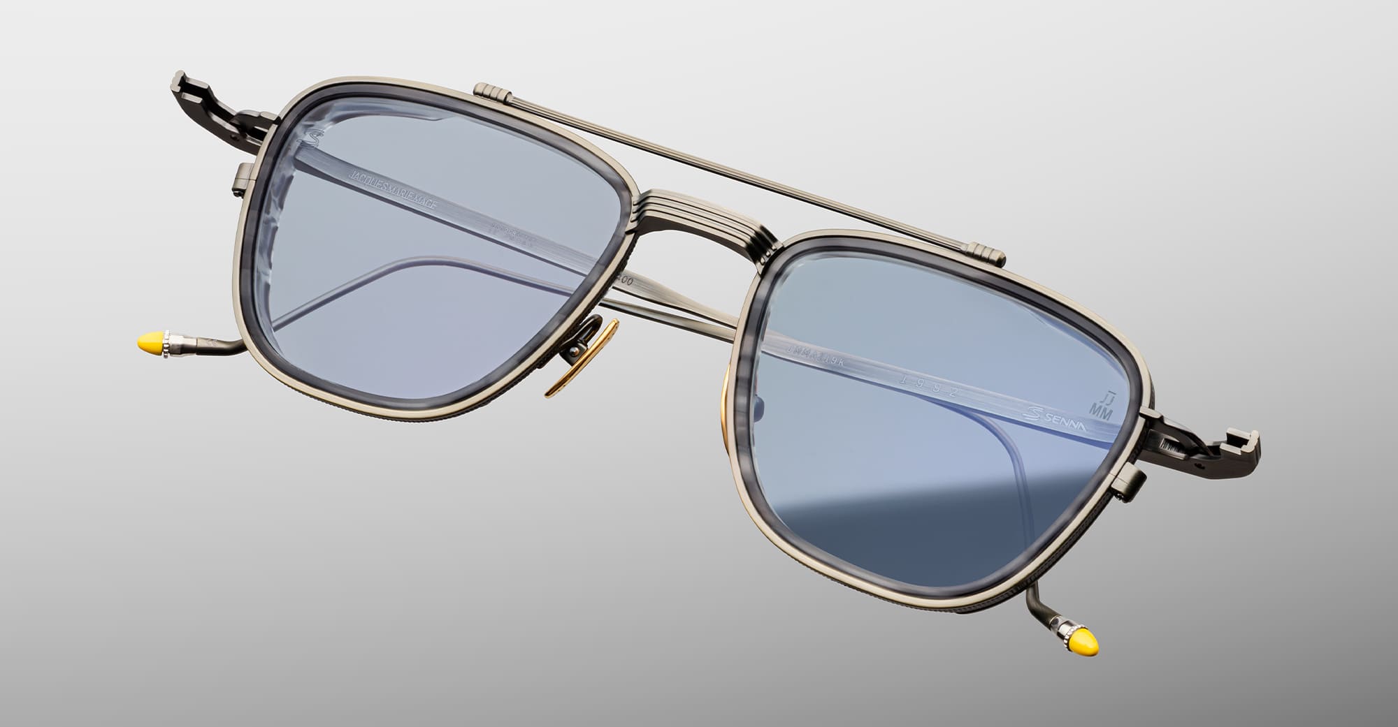 Ottica Mondello Roma - Jacques Marie Mage - JMMAZ-19H - AYRTON SENNA BY JMM: 1992 in ANTIQUE GUNMETAL - Titanium - shape Pilot - grey - EYEWEAR - SUNGLASSES - Unisex,Uomo,Donna,Women,Men - lens Blue - Made In Japan