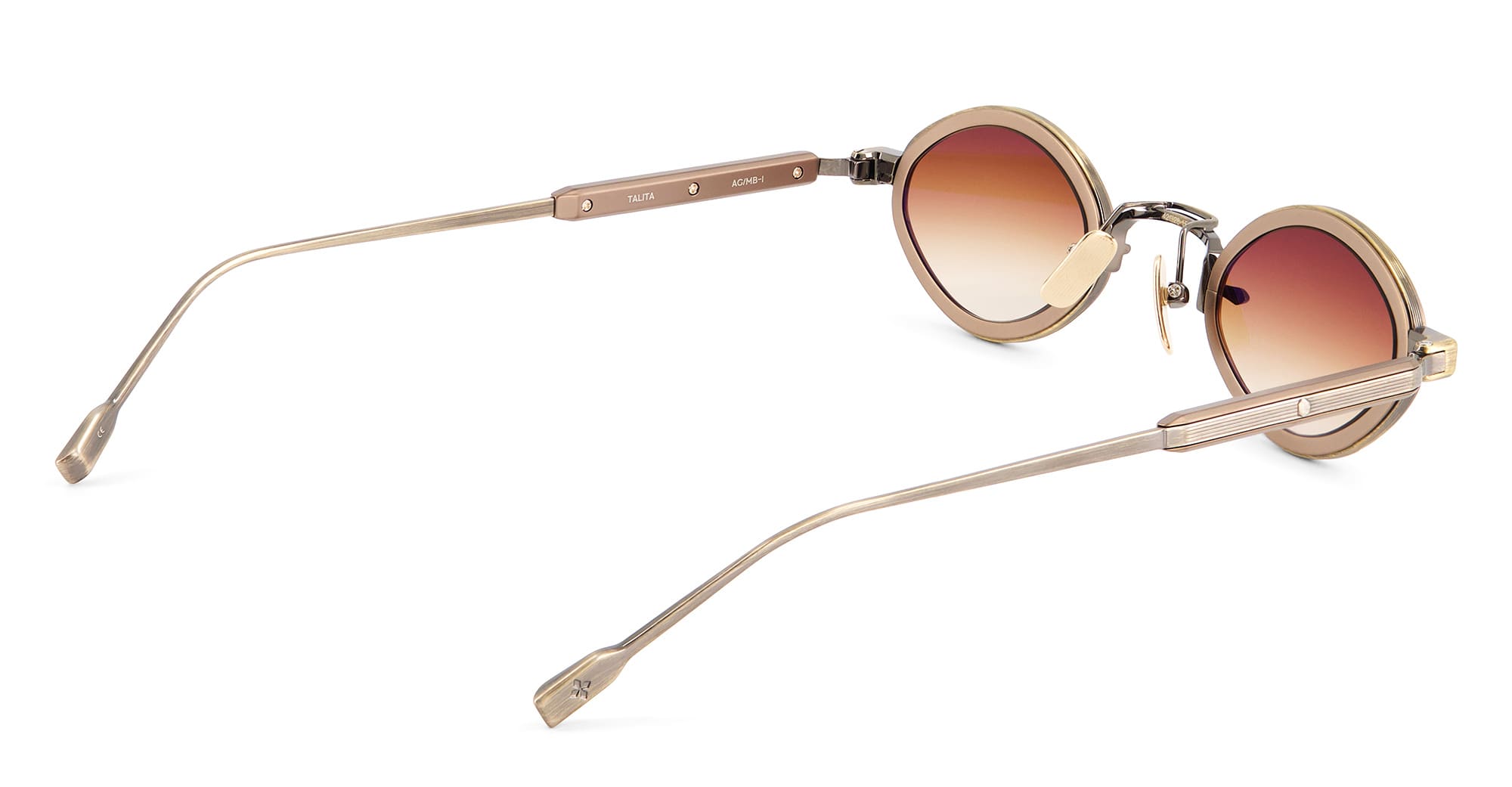 Ottica Mondello Roma - Sato - Talita-AG-MB-1 - TALITA - ANTIQUE GOLD / MATT BLACK - Acetate, titanium - shape Oval - gold, black - EYEWEAR - SUNGLASSES - Unisex,Uomo,Donna,Women,Men - lens Gradient brown - Made In Japan