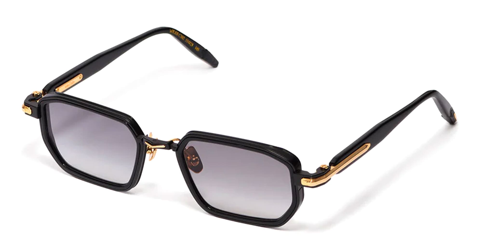 Ottica Mondello Roma - John Dalia - MILES-C302 - MILES - C302 Shiny Black / Yellow gold - Metal - shape Rectangular - Black, gold - EYEWEAR - SUNGLASSES - Unisex,Uomo,Donna,Women,Men - lens Gradient grey - Made In France