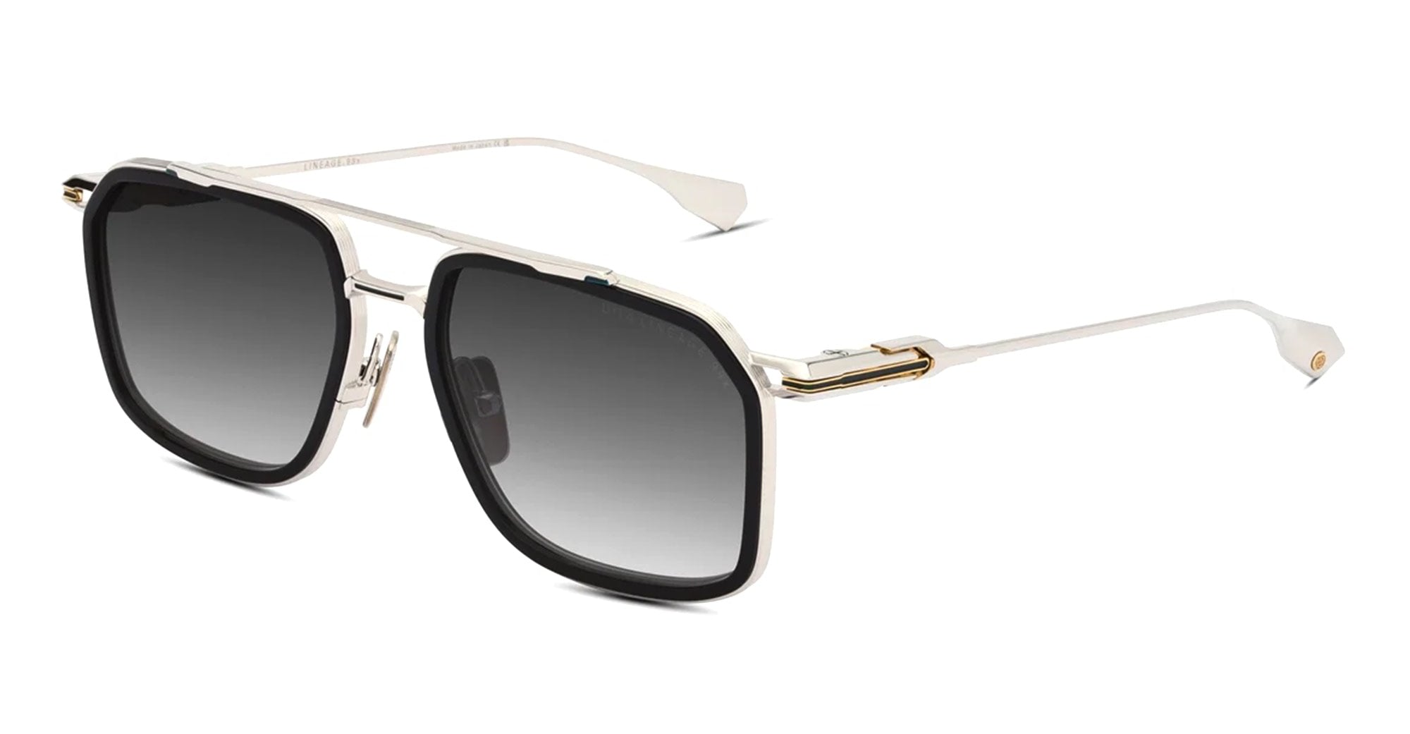  YELLOW GOLD - titanium, acetate - shape Navigator - gold, black - EYEWEAR - SUNGLASSES - Unisex,Uomo,Donna,Women,Men - lens Gradient grey - Made In Japan