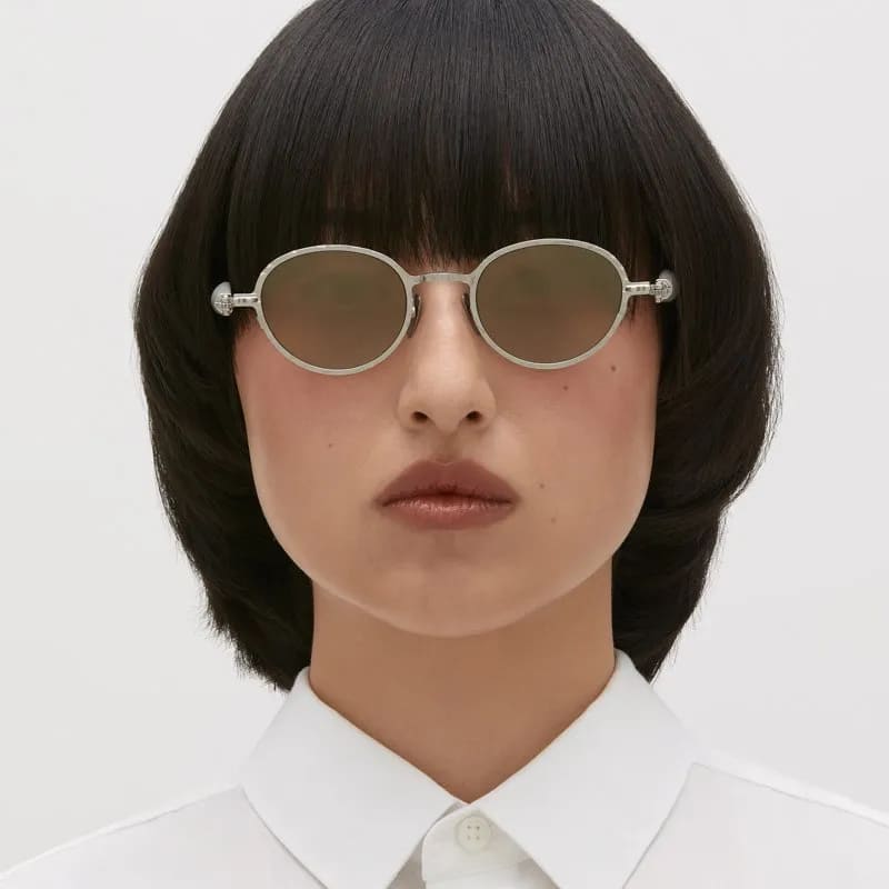 Ottica Mondello Roma - Kuboraum - KRSJ74SI000000BF - MASK J74 SI - SILVER - Metal - shape Oval - Silver - EYEWEAR - SUNGLASSES - Unisex,Uomo,Donna,Women,Men - lens Brown - Made In Italy