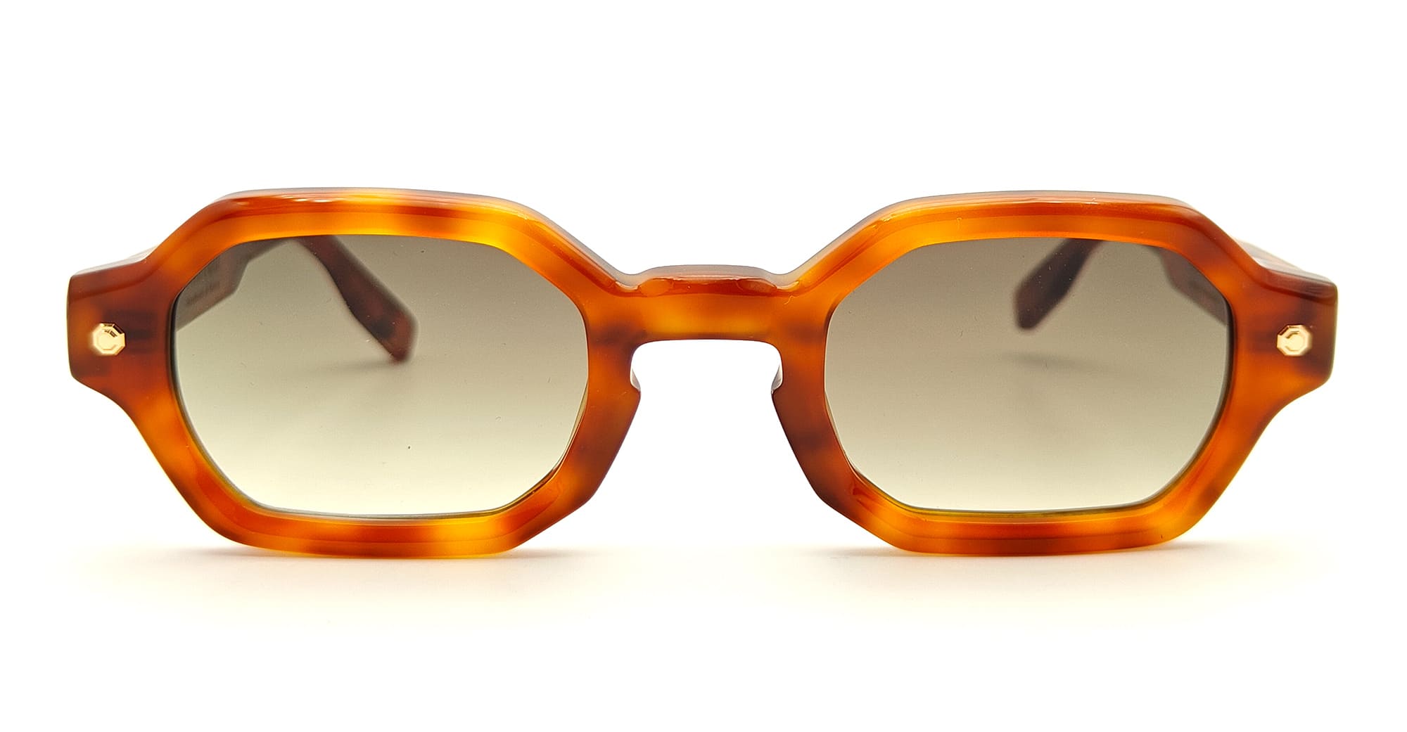  Rose Gold - Acetate - shape Rectangular - Black, gold - EYEWEAR - SUNGLASSES - Unisex,Uomo,Donna,Women,Men - lens Gradient green - Made In France