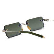 Ottica Mondello Roma - T HENRI - EMA - EVIJA - ANOMOLY - Titanium - shape Rectangular - silver, gold - EYEWEAR - SUNGLASSES - Unisex,Uomo,Donna,Women,Men - lens Green - Made In Japan