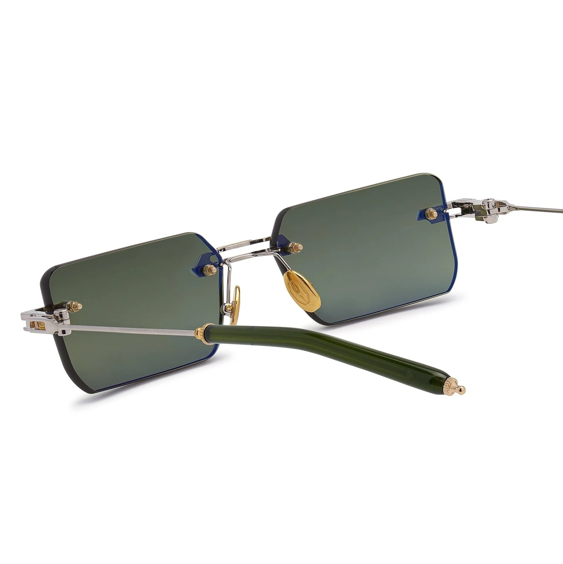 Ottica Mondello Roma - T HENRI - EMA - EVIJA - ANOMOLY - Titanium - shape Rectangular - silver, gold - EYEWEAR - SUNGLASSES - Unisex,Uomo,Donna,Women,Men - lens Green - Made In Japan