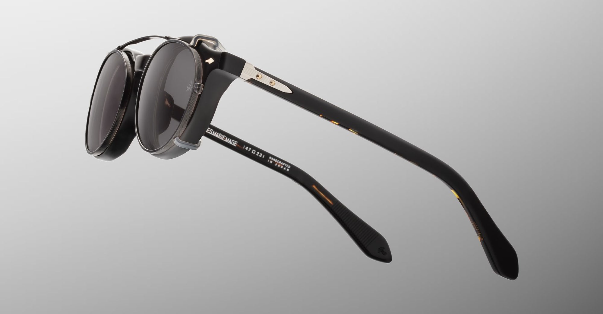 Ottica Mondello Roma - Jacques Marie Mage - JMMDYCP-88 - DEMONCEY CLIP ON - BLACK - Titanium - shape Round - Black - EYEWEAR - SUNGLASSES - Unisex,Uomo,Donna,Women,Men - lens Black - Made In Japan