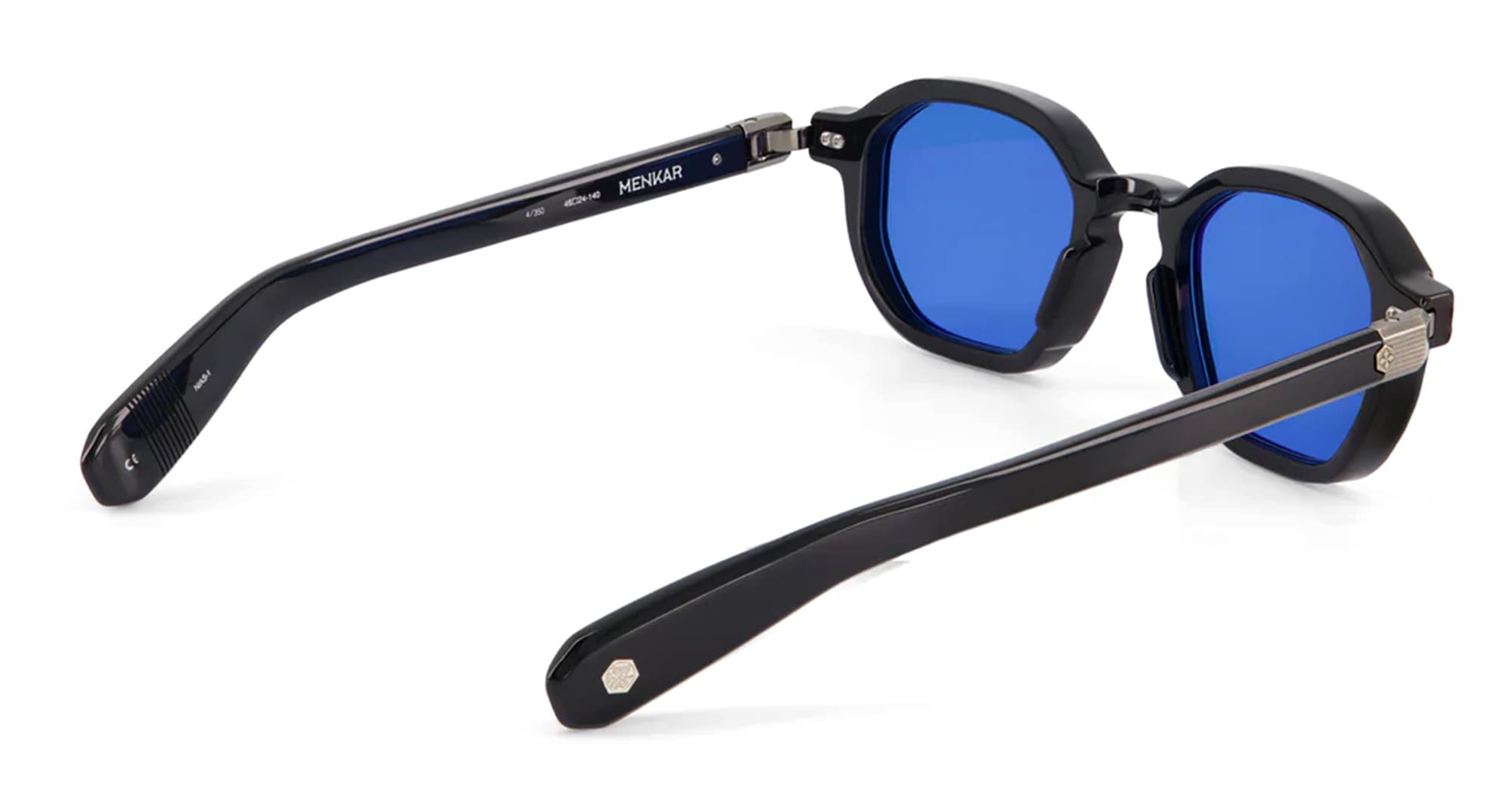 Ottica Mondello Roma - Sato - Menkar-N-AS-1 - MENKAR - NOIR / ANTIQUE SILVER - Acetate - shape Squared - black, silver - EYEWEAR - SUNGLASSES - Unisex,Uomo,Donna,Women,Men - lens Blue - Made In Japan