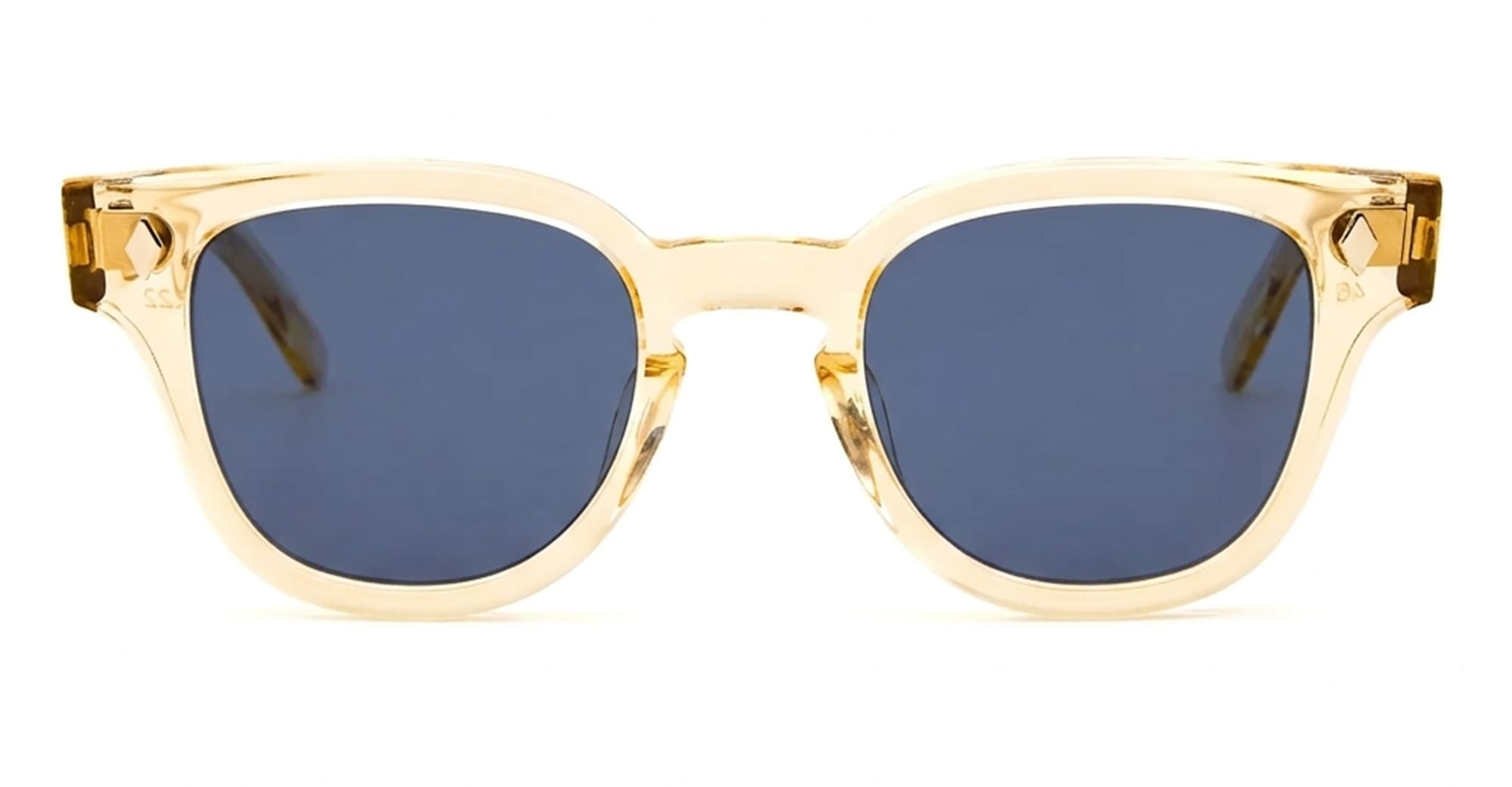 Ottica Mondello Roma - Julius Tart - JTPL-007R-2B-BL-16 - BRYAN 46X22 - CHAMPAGNE / DARK BLUE LENS - Acetate - shape Panto - transparent beige - EYEWEAR - SUNGLASSES - Unisex,Uomo,Donna,Women,Men - lens Blue - Made In Japan