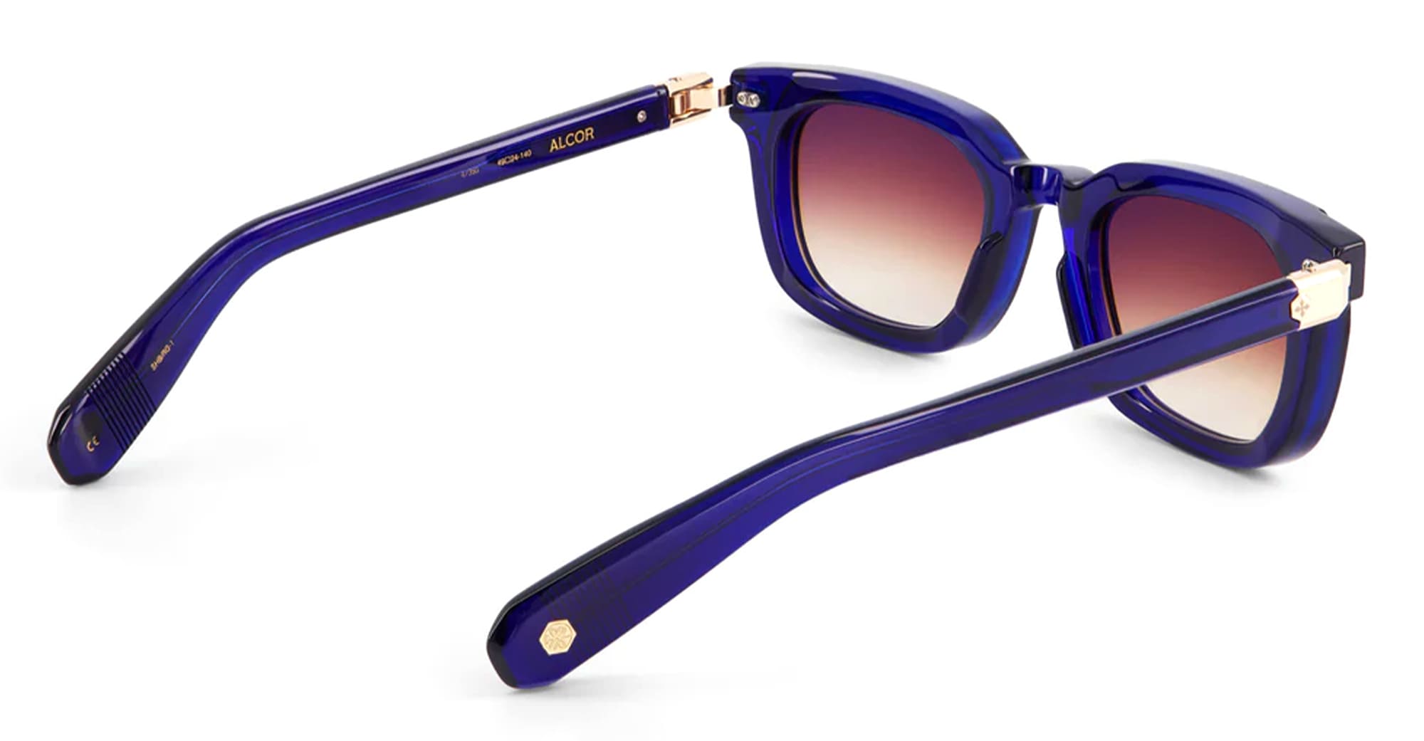 Ottica Mondello Roma - Sato - Alcor-SHB-RG-1 - ALCOR - SHADOW BLUE / ROSE GOLD - Acetate - shape Oval - blue - EYEWEAR - SUNGLASSES - Unisex,Uomo,Donna,Women,Men - lens Gradient brown - Made In Japan