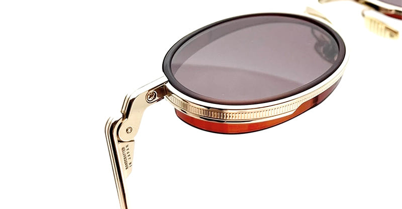 Ottica Mondello Roma - Jacques Marie Mage - JMMVD-22 - VARDA - CHAMPAGNE - Titanium - shape Oval - Gold - EYEWEAR - SUNGLASSES - Unisex,Uomo,Donna,Women,Men - lens burgundy - Made In Japan