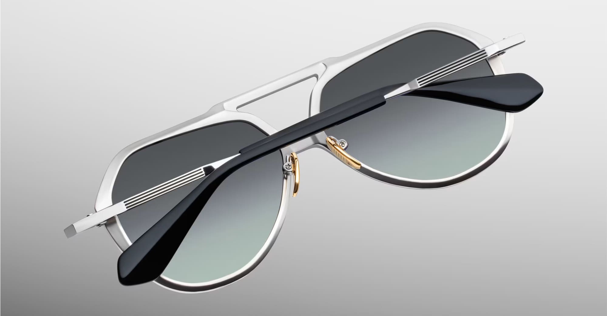 Ottica Mondello Roma - Jacques Marie Mage - JMMFW-S2 - MAXIME - HARLEM - Acetate, titanium - shape Aviator - silver, black - EYEWEAR - SUNGLASSES - Unisex,Uomo,Donna,Women,Men - lens Gradient green - Made In Japan