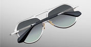 Ottica Mondello Roma - Jacques Marie Mage - JMMFW-S2 - MAXIME - HARLEM - Acetate, titanium - shape Aviator - silver, black - EYEWEAR - SUNGLASSES - Unisex,Uomo,Donna,Women,Men - lens Gradient green - Made In Japan