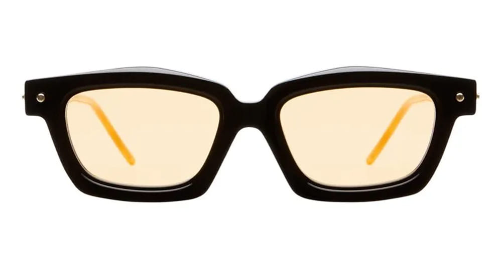 Ottica Mondello Roma - Kuboraum - KRSP25BT0000002R - MASK P25 BT - BLACK SHINE - Acetate - shape Rectangular - black, tortoise - EYEWEAR - SUNGLASSES - Unisex,Uomo,Donna,Women,Men - lens orange - Made In Italy