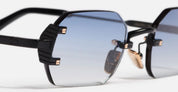 Ottica Mondello Roma - John Dalia - AMARU-C303 - AMARU-C303 - SHINY BLACK - Metal - shape Rectangular - Black - EYEWEAR - SUNGLASSES - Uomo,Men - lens Gradient blue - Made In France