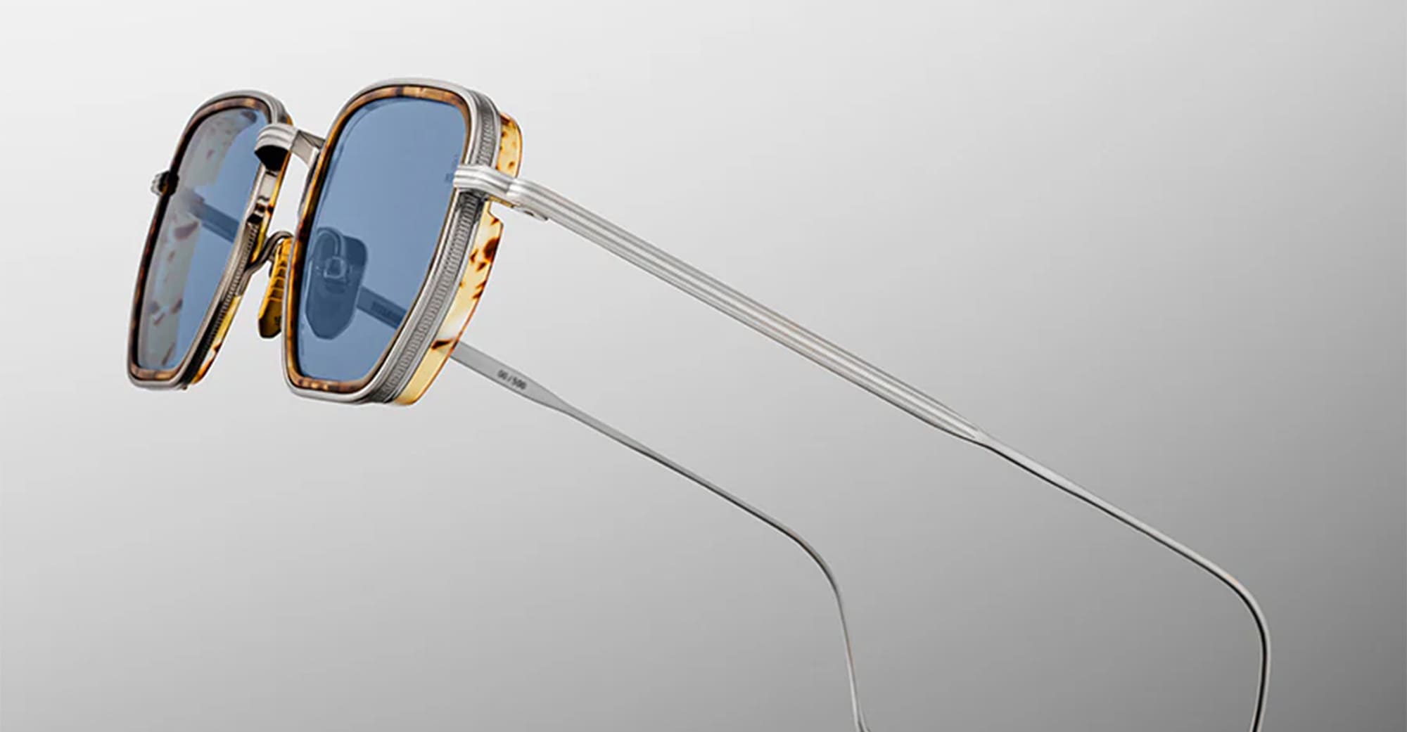 Ottica Mondello Roma - Jacques Marie Mage - JMMTK-13U - ATKINS - CAIRO - Titanium - shape Squared - Silver - EYEWEAR - SUNGLASSES - Uomo,Men - lens Blue - Made In Japan