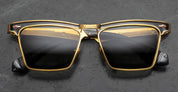 Ottica Mondello Roma - Jacques Marie Mage - JMMMC-40 - LAST FRONTIER VII - MILES CITY - GOLD - Titanium - shape Clubmaster - Gold - EYEWEAR - SUNGLASSES - Unisex,Uomo,Donna,Women,Men - lens Grey - Made In Japan