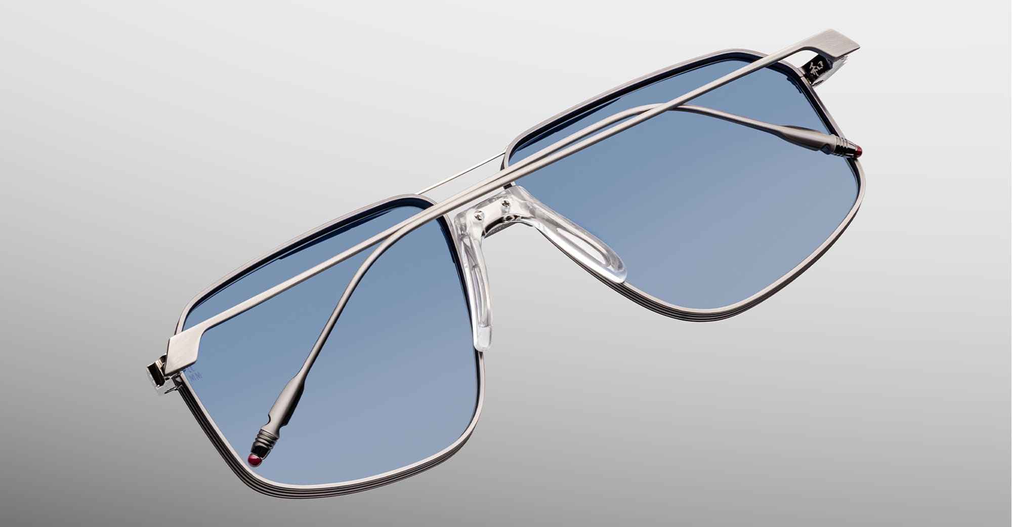 Ottica Mondello Roma - Jacques Marie Mage - JMMJG-2H - JAGGER - ANTIQUE SILVER - Titanium - shape Aviator - Silver - EYEWEAR - SUNGLASSES - Unisex,Uomo,Donna,Women,Men - lens Gradient blue - Made In Japan