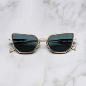 Ottica Mondello Roma - Cutler and Gross - GFSN-026-53-01 - THE GREAT FROG - PAISLEY - GOLD / DARK GREY - Titanium - shape Cat-eye - gold, grey - EYEWEAR - SUNGLASSES - Donna,Women - lens Blue - Made In Japan