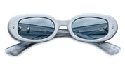Ottica Mondello Roma - Jacques Marie Mage - JMMBES-14T - SUEDE COLLECTION: BESSET - SKY SUEDE - Acetate - shape Oval - light blue - EYEWEAR - SUNGLASSES - Donna,Women - lens Blue - Made In Japan
