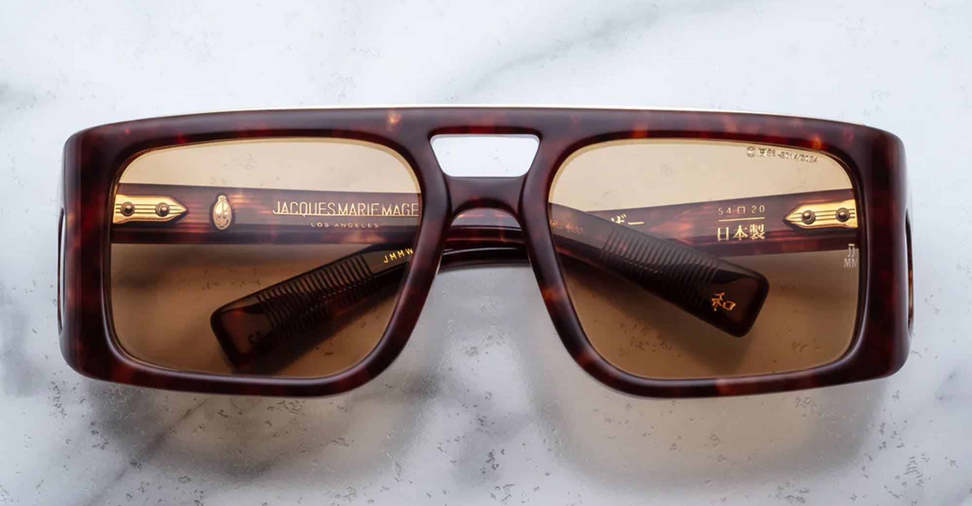 Ottica Mondello Roma - Jacques Marie Mage - JMMWS-10Y5 - DECADE COLLECTION: WINDSOR - BRECCIA - Acetate - shape Rectangular - Havana - EYEWEAR - SUNGLASSES - Uomo,Men - lens Brown - Made In Japan