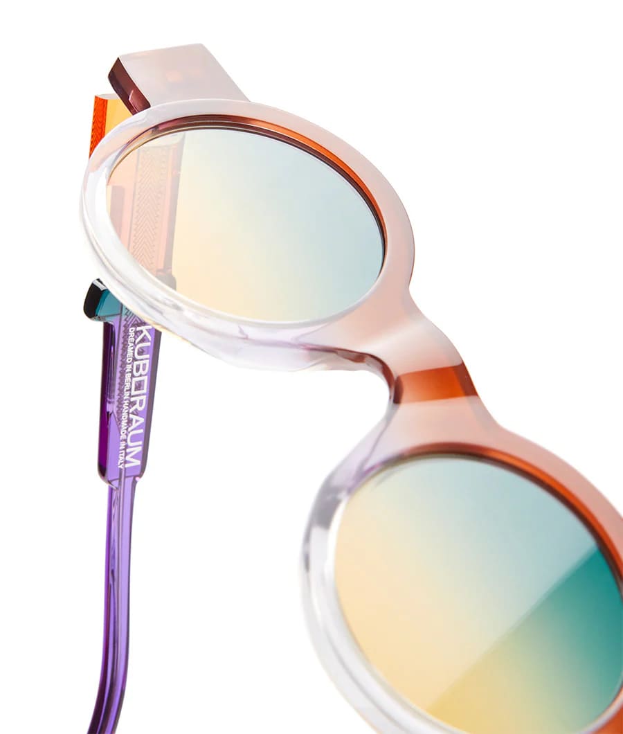 Ottica Mondello Roma - Kuboraum - KRSI02PNL00000GO - MASK I02 PNL - PINK NORTHERN LIGHTS - Acetate - shape Round - brown - EYEWEAR - SUNGLASSES - Unisex,Uomo,Donna,Women,Men - lens Gradient green - Made In Italy