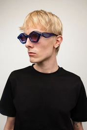 Ottica Mondello Roma - Paloceras - pebble-ice-blue-dx - PEBBLE - ICE BLUE DX - Acetate - shape Cat-eye - blue - EYEWEAR - SUNGLASSES - Unisex,Uomo,Donna,Women,Men - lens red - Made In China
