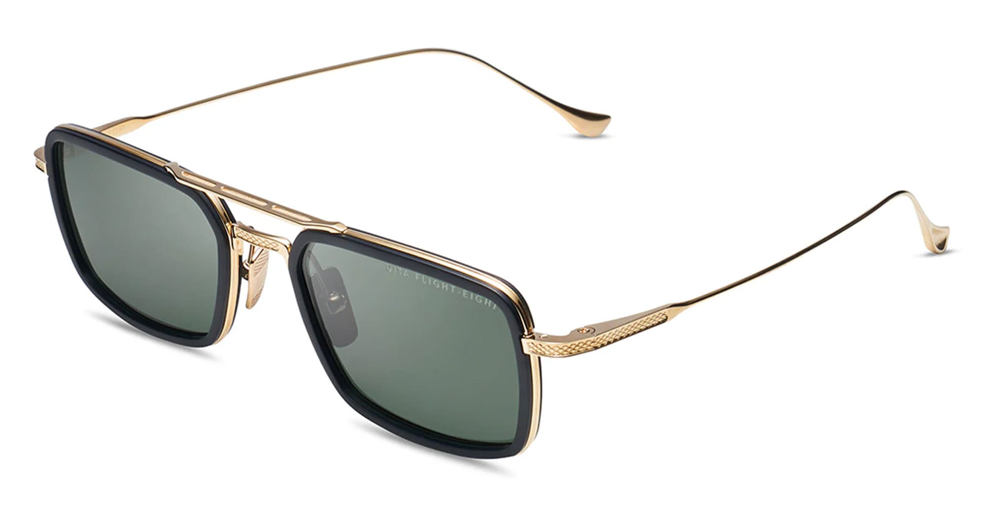  GOLD - Titanium - shape Navigator - Black, gold - EYEWEAR - SUNGLASSES - Unisex,Uomo,Donna,Women,Men - lens Green - Made In Japan