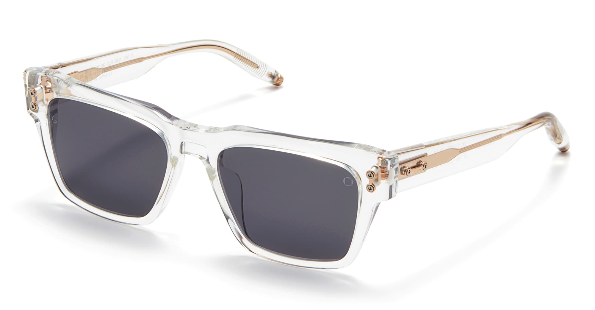 Ottica Mondello Roma - Akoni - AKS-113C-56 - COLUMBA - CRYSTAL CLEAR / WHITE GOLD - 56 - Acetate - shape Squared - transparent - EYEWEAR - SUNGLASSES - Unisex,Uomo,Donna,Women,Men - lens dark grey - Made In Japan