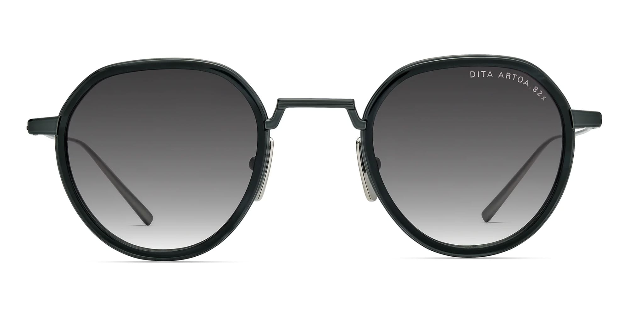  SILVER - Titanium - shape Round - black, silver - EYEWEAR - SUNGLASSES - Unisex,Uomo,Donna,Women,Men - lens Gradient grey - Made In Japan