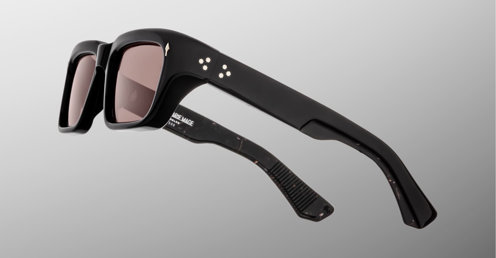 Ottica Mondello Roma - Jacques Marie Mage - JMMWK-18K - WALKER - WILLOW - Acetate - shape Rectangular - Black - EYEWEAR - SUNGLASSES - Unisex,Uomo,Donna,Women,Men - lens Brown - Made In Japan