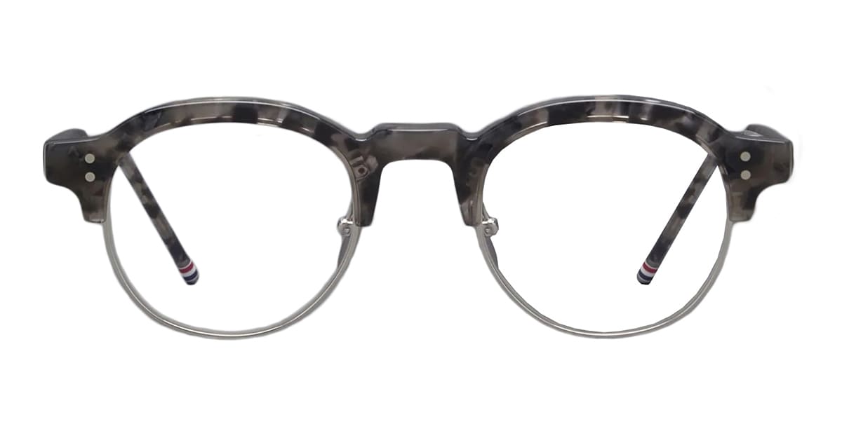 Oval - grey tortoise / silver rx