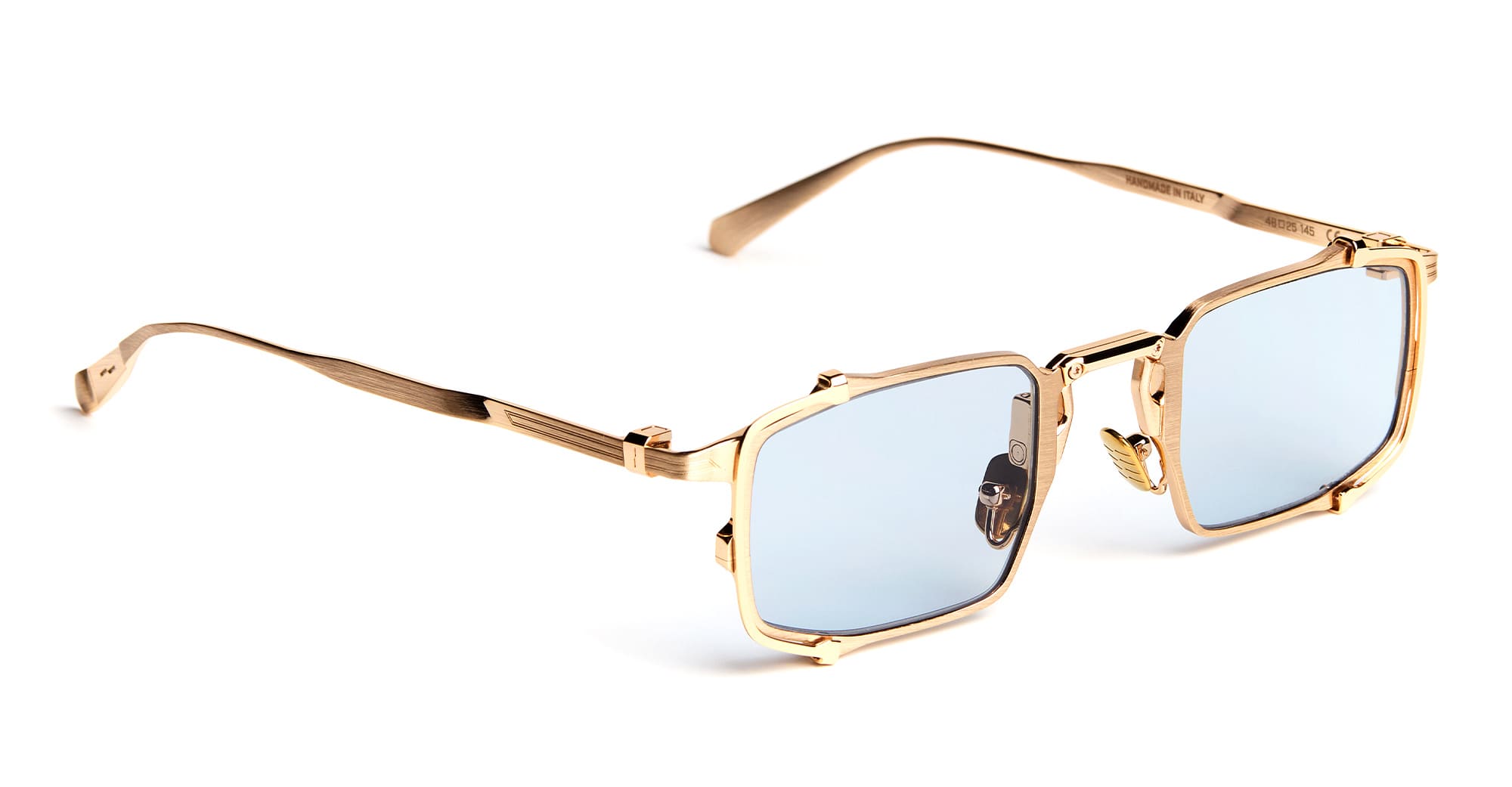 Ottica Mondello Roma - Movitra - TECTUM 02-C3 - TECTUM 02 - C3 Light Gold / Light Azure Lens - Titanium - shape Rectangular - Gold - EYEWEAR - SUNGLASSES - Uomo,Men - lens Blue - Made In Italy