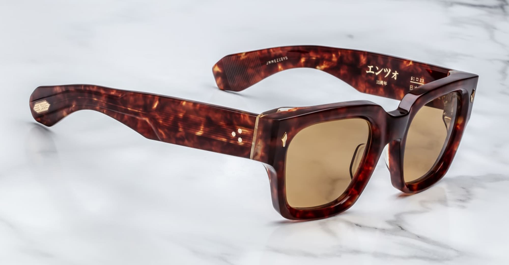 Ottica Mondello Roma - Jacques Marie Mage - JMMEZ-10Y5 - DECADE COLLECTION: ENZO - BRECCIA - Acetate - shape Squared - Havana - EYEWEAR - SUNGLASSES - Uomo,Men - lens honey - Made In Japan